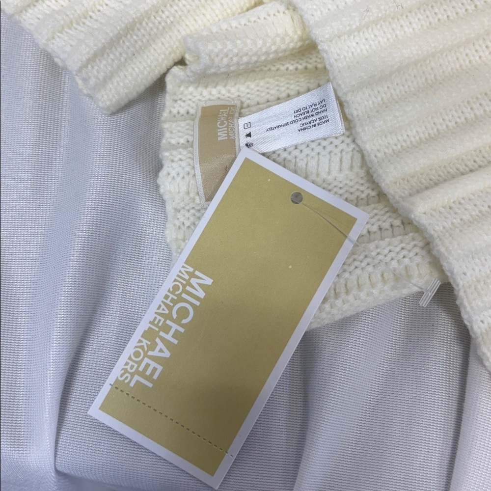 Michael Kors cream chunky knit Ribbed Knit acrylic beautiful winter  Scarf - Picture 2 of 8